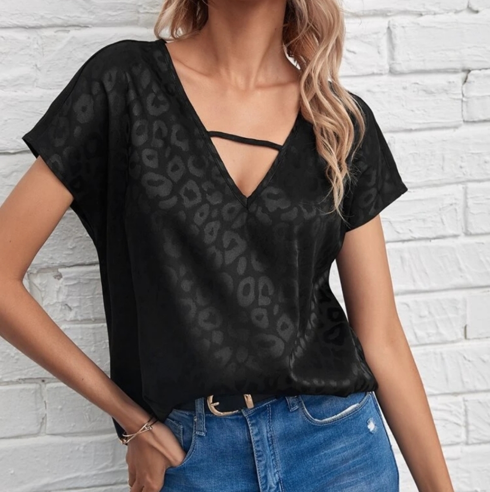 Black Animal Print Blouse